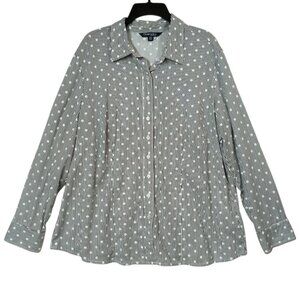 Chadwick's Long Sleeve Button Up Shirt Women’s Size 18W Stripe Polka Dot